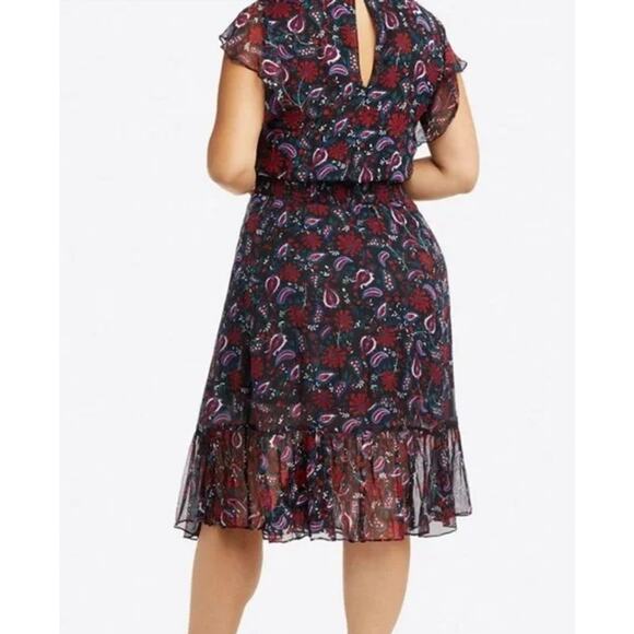 Draper James Kacey Dress Smocked Waist Faux Wrap Ruffle Flutter Floral Midi - Picture 6 of 13